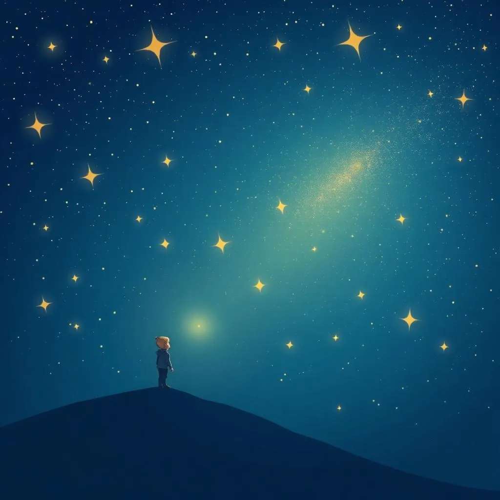 一个迷路的孩子被星星照亮 - 吃瓜不打烊 404 安抚插画